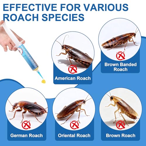 Image of 6 Pack Large Roach Gel Bait, Roach Killer Indoor Infestation | Cockroach Bait for Home Kitchen Indoor, Perfect for Hard-to-Reach Areas, Pet Safe, 30g Each