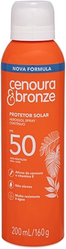 Protetor Solar Aerossol Spray FPS 50 Cenoura & Bronze 200ml
