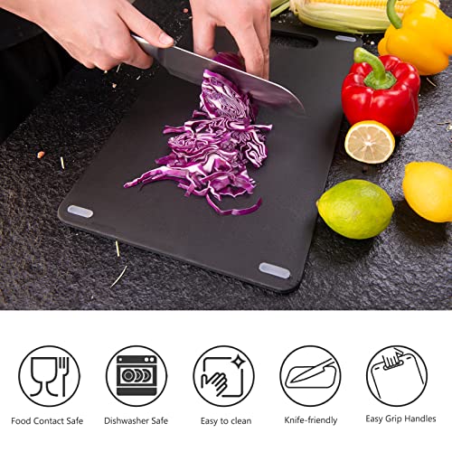 Palaxe Plastic Cutting Boards For Kitchen Non-Slip With Silicon Feet, Dishwasher Safe Thick Chopping Boards, Grip Handle, Rubber, Easy To Clean For Kitchen, Family, Outdoors(Black B) #TOP4