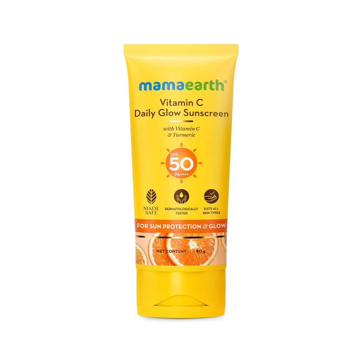 Mamaearth Vitamin C Daily Glow Sunscreen with Vitamin C & Turmeric | For Sun Protection, Tan Protection & Glow | SPF 50 & PA++++ Protection | No White Cast | Lightweight & Non-Sticky | Brightens Skin | For All Skin Types | 80 g-image-27