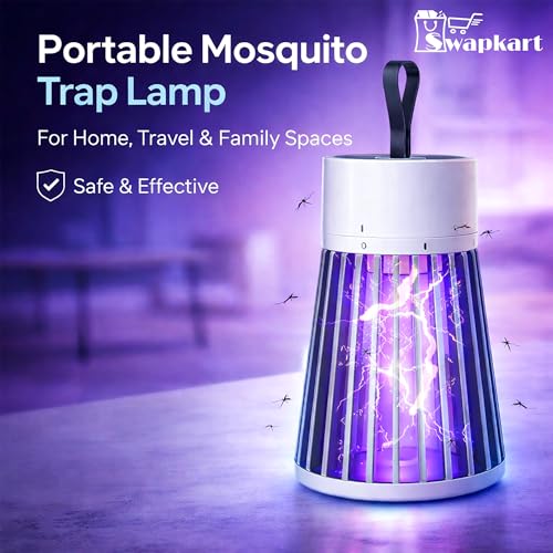 Image of SWAPKART Electric Mosquito Killer Lamp with UV Light | USB Powered Bug Zapper with LED Night Lamp | Silent & Safe Indoor & Outdoor Mosquito Trap Machine for Home