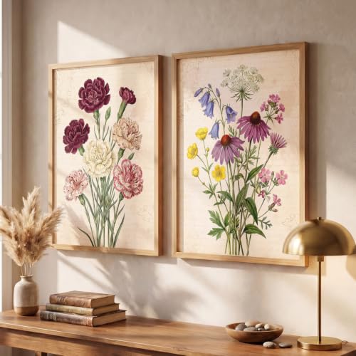 Image of YANVEER Botanical Wall Art Painting | Wall Frames For Home Decor Office Living Room | Poster With Frame Wall Decoration Painting | Premium Art Framed Wall Painting For Home Decor | Set of 2 (13X17 inch)