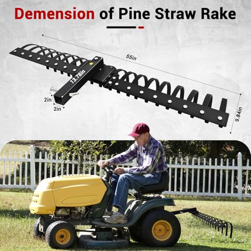 LTSEAME 55 Inch Tow Behind Rake