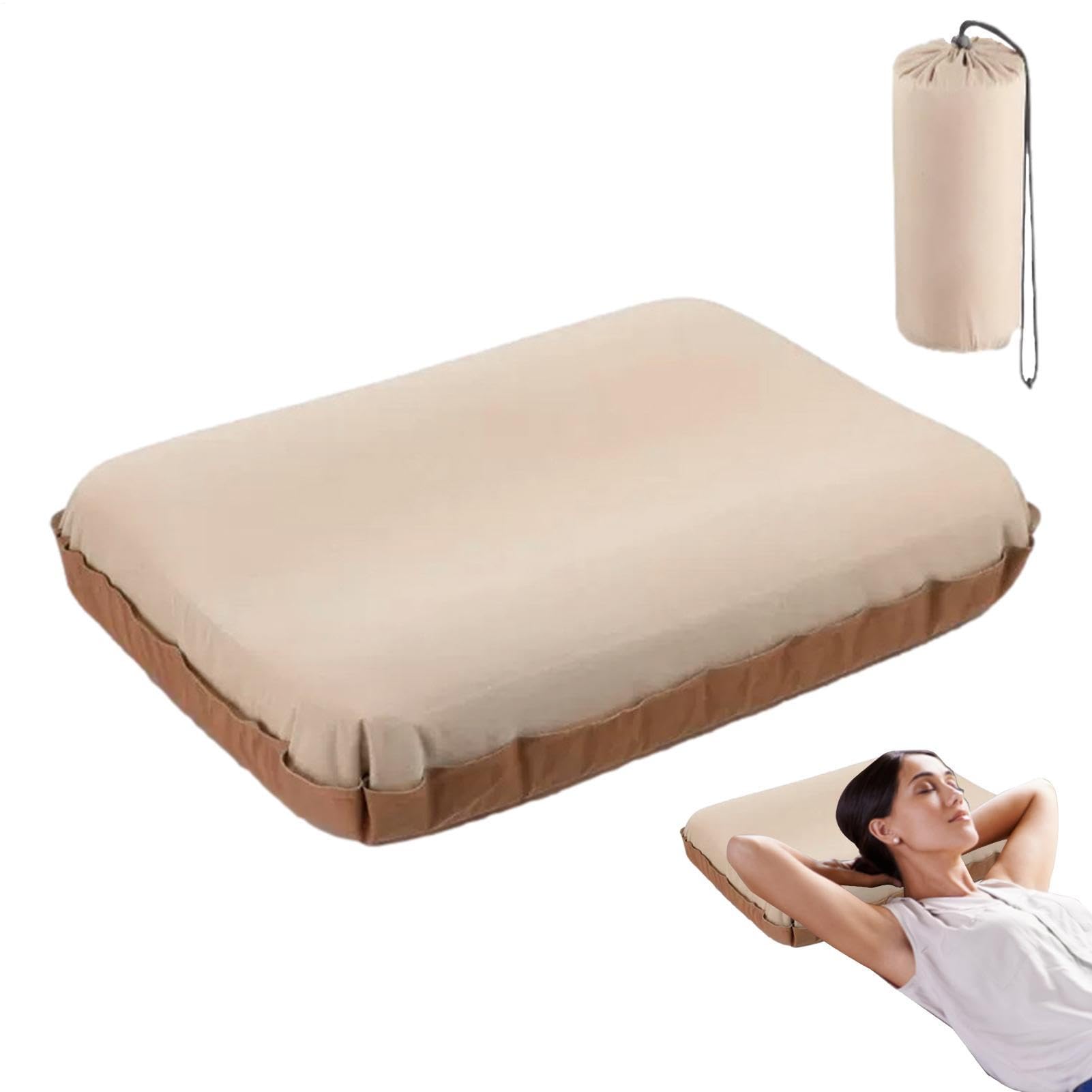 Genérico Oreillers de camping - Coussin de | Oreiller Confort : auto | gonflant 3D à haut support élastique Design compact portable Aventures et voyages en plein air pour camping, randonnée et