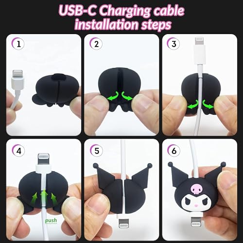 Image of Best HUB Cartoon 3D Design Protective Case Compatible with (Only Samsung Galaxy 25W) USB-C Power Adapter Charger, Cute Cartoon Type C Data Cable Case for Samsung (Black CAT)