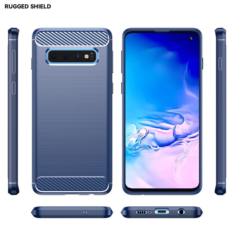 Image of Hybrid Carbon Fiber Back Case for Samsung Galaxy S10 (Blue)