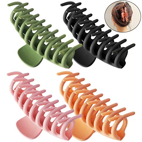 image for pengxiaomei 4 pcs Matte Plastic Hair Claw Clips, Nonslip Large Girls H