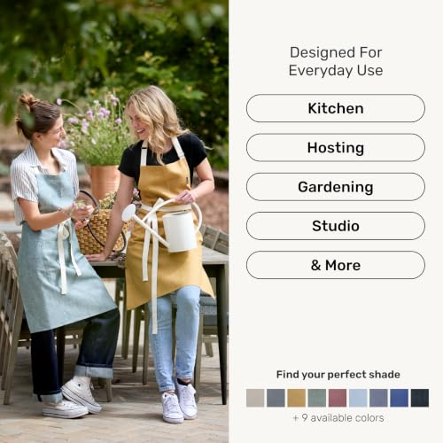 Solino Home 100% Linen Apron Light Grey, Classic Linen Apron 32 x 27 in by Solino Home - Image 4