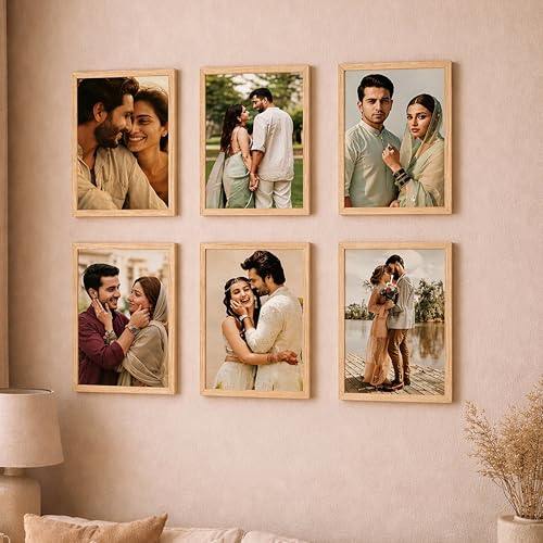 Image of Art Street Premium Photo Frame for living room, Classic Aesthetic Design Photo Frames for Photograph, Art Work, Kids Room Set of 6 (8x12 Inch, Beige)