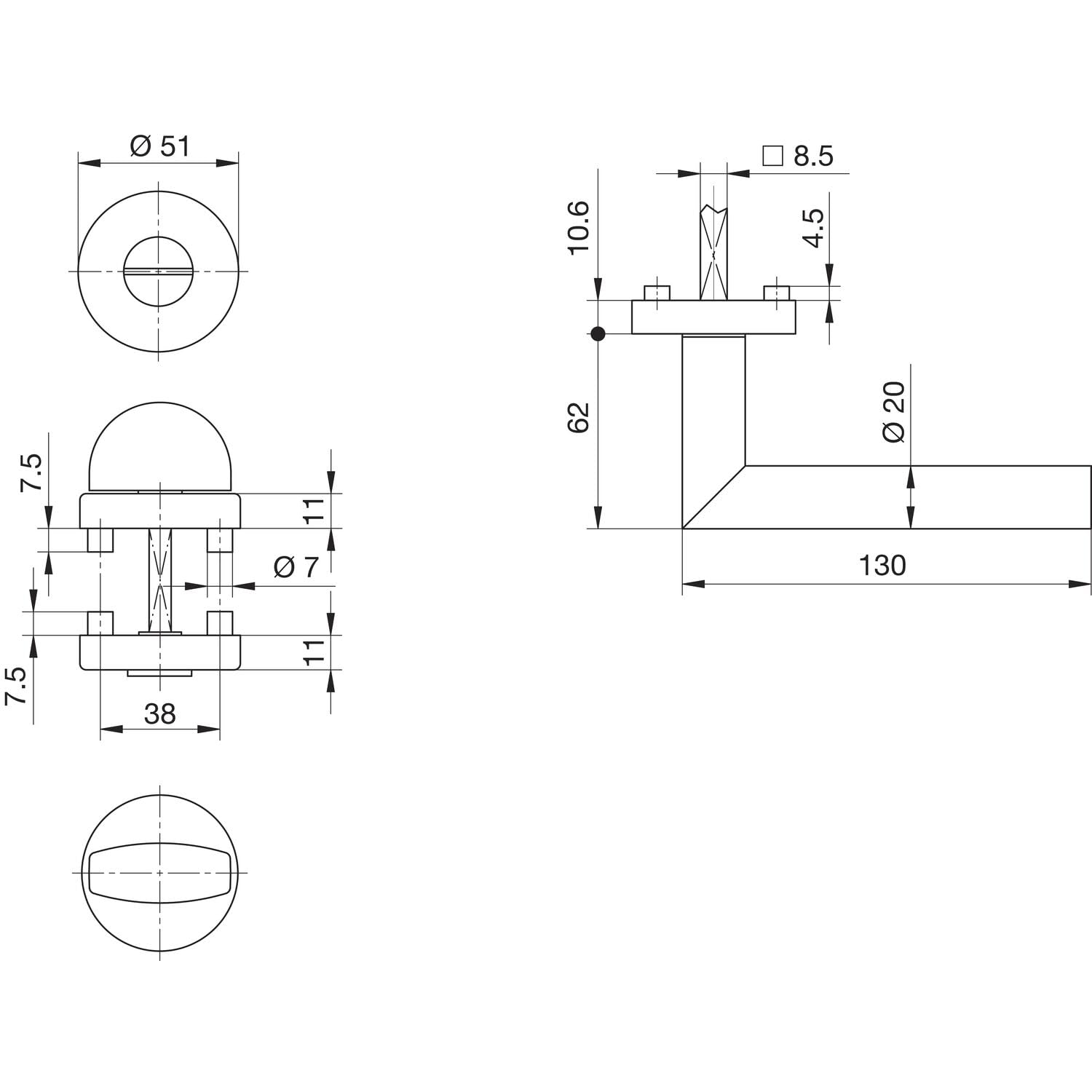 GRUNDMANN 116171 Form/Rundrosette/WC, Edelstahl WG GRT. L Shape/Round Rosette/Toilet, Stainless Steel, stainlesssteel - Image 3
