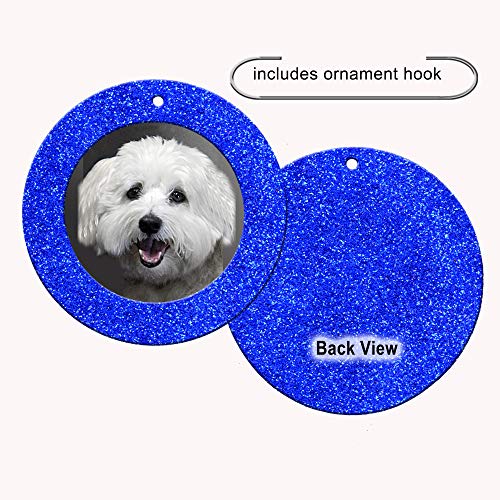 The Original Mini Glitter Photo Christmas Ornaments, Magnetic Easy-Load Picture Frame Ornament, Includes Photo Protectors Plus Hooks For Hanging, Round, Blue 6-Pack #TOP3