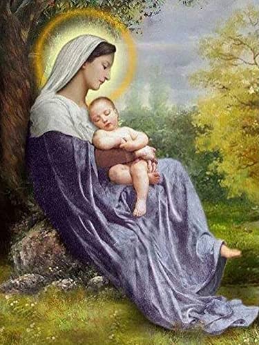 Pintar por Numeros Adultos, DIY Pintura por Números -Religión, Virgen María 50x60cm Sin marco Cover
