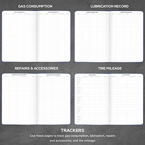 Skyline Auto Mileage Log Book – Vehicle Logbook With Expense Tracker – Driving Logger Book For Tracking Car Mileage, Expenses, Gas Consumption & Lubrication – Hardcover, A5 Size, 5.8X8.3″ (Smoke Blue) #TOP3
