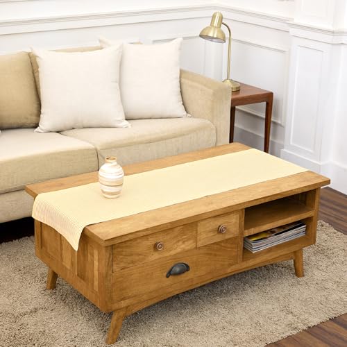 Linen striped table runner 14x60 in