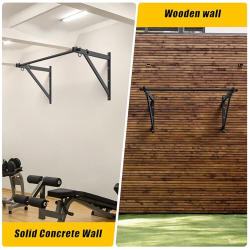 Jusgym Wall Mounted Pull Up Bar, Adjustable Depth 51\" Chin Up Bar, Strength Training Pull-Up Bars 500LBS Weight Capacity, Home or Garage Gym Chin Up Workout Training Station - Thumbnail 5