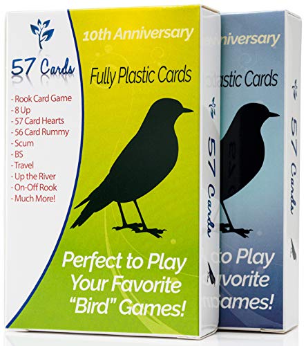 Plastic Bird Cards Two Decks: Bundle with Blue Backed Deck and Green Backed Deck - 10th Anniversary Set (2 Items)