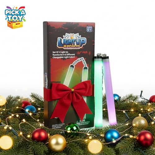 PICK A TOY LED Nunchucks for Kids – Set of 2 Light-Up Foam Nunchucks, Motion-Activated Glow Lights, Safe Soft Padding, Ninja Toys for Boys, Ninja Costume Accessory, Martial Arts Birthday Toy - Thumbnail 6