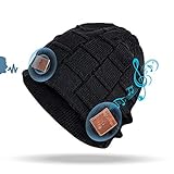 SAMYERLEN Gorro Bluetooth con control de voz mejorado con auriculares, micrófono incorporado, negro (Men-Black), Medium