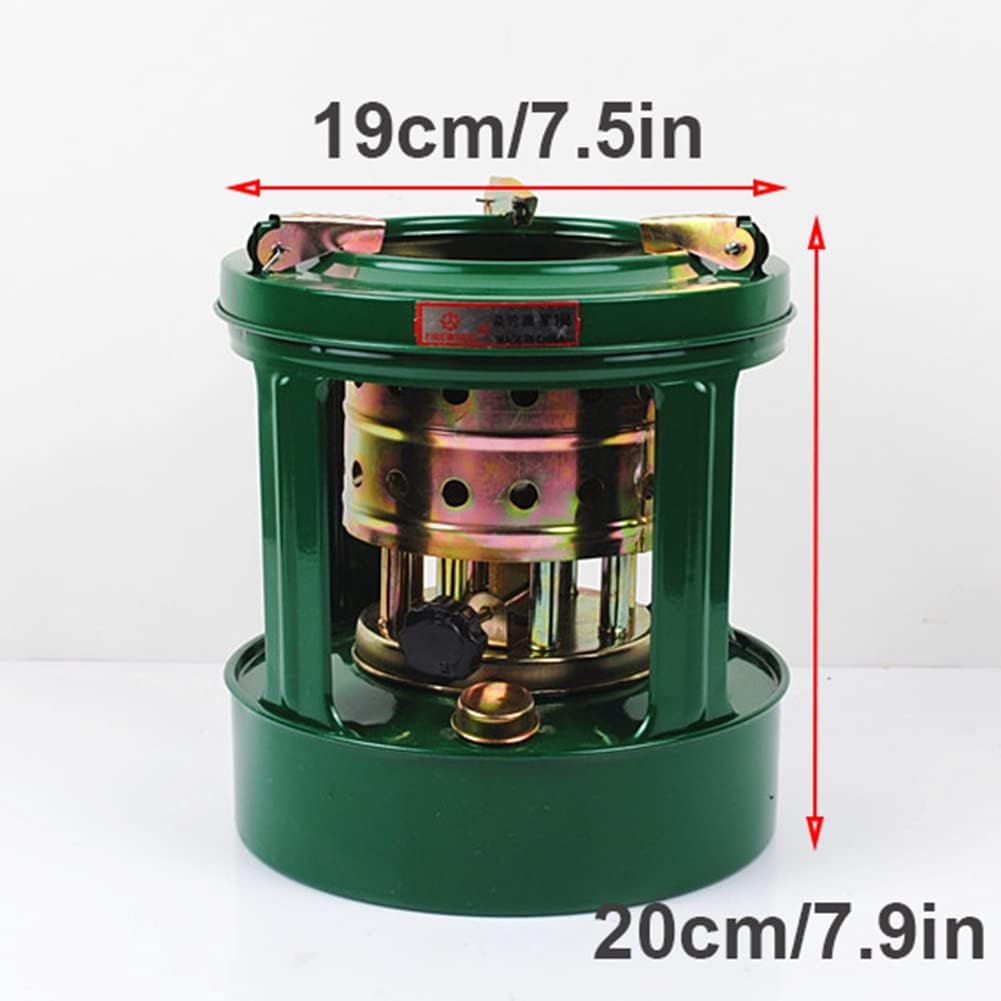 Portable Small Kerosene Stove Burner for Outdoor Camping Trips Hiking, 8-Wicks, Windproof Kerosene Burner for 2-3 Persons, Green