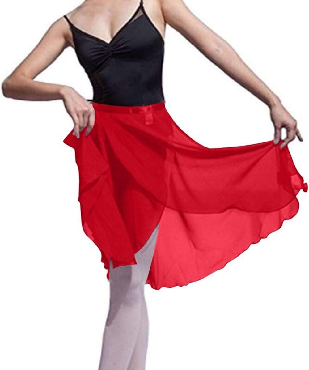 HoerevWomen Girls Adult Sheer Wrap Skirt Ballet Skirt Ballet Dance Dancewear