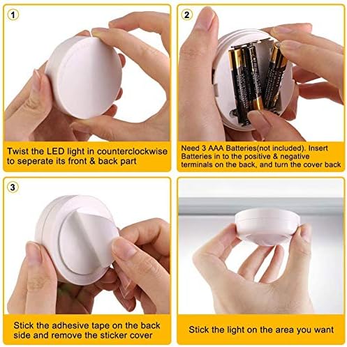 Under Cabinet Lights, OHLGT RGB Wireless LED Puck Lights 13 Colors and 4000K Dimmable, Closet Lights Battery Powered Remote Control Atmosphere Night Light Ideal for Kitchen Wardrobe Lights, 6 Packs