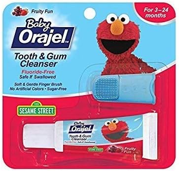 Orajel Baby Elmo Tooth and Gum Cleanser with Finger Brush, Fruity Fun, 0.7 Oz - Pack of 6