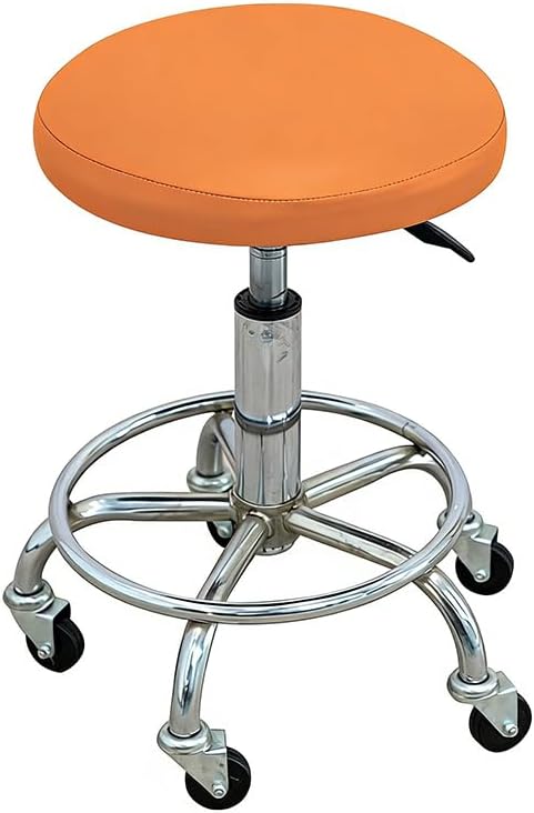Stretch Chair Cover for Orange Round Adjustable Stool - Waterproof PU Protector for Medical/Lab/Workshop Rolling Stools, Easy to Install & Clean
