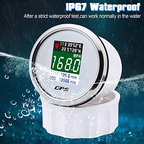 ARTILAURA GPS Speedometer 2-1/16" 52mm Digital Boat GPS Speedometer Gauge MPH Km/h Knot TFT Screen Antenna Odometer for AUTO Car Marine (White) by ARTILAURA - Image 5
