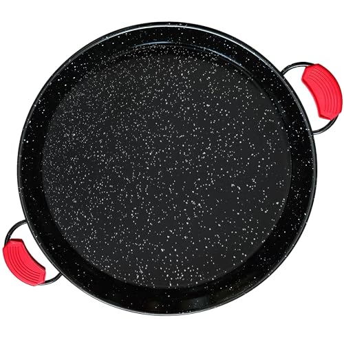 briebe Padella Per Paella Valenciana Smaltata 42 cm, Acciaio Smaltato Antiaderente, 10 Porzioni di Paella, Adatta al Gas, Forno