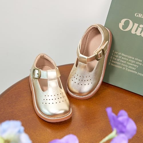 Image of Kiderence Toddler Girl Mary Jane School Uniform Dress Shoes Oxford Flats | Wide Toe Box Great Comfort for Student Shoe and Flower Girl Shoe for Wedding, Parties, Church