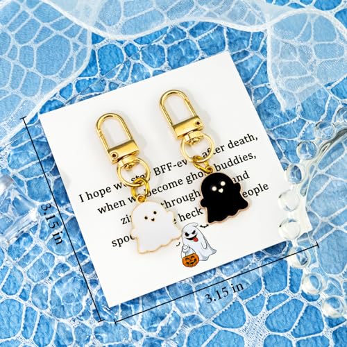 Funny Halloween Gifts Ghost Keychain Halloween Themed Gifts for Friends BFF Bestie Spooky Ghost Gift for Women Adults Cute Stocking Stuffers for Girls Teens Boo Basket Gift for Her with Card - Image 3