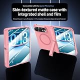 Fitudoos Etui na iPhone Duo z uchwytem na zamek błyskawiczny, różowe | Zintegrowane szkło hartowane, magnetyczne, przegubowe podparcie z funkcją pochylenia, matowe wykończenie