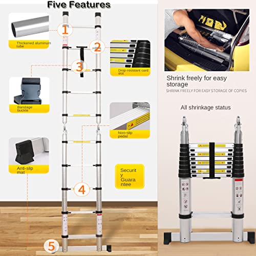 Autofu LADDERS EXTENDABLE TELESCOPIC 5M 16.4 Feet Telescoping Ladder A-Type Extension Multi Purpose Step Ladders,Max Capacity Loading 150Kg/330Lb thumb #2