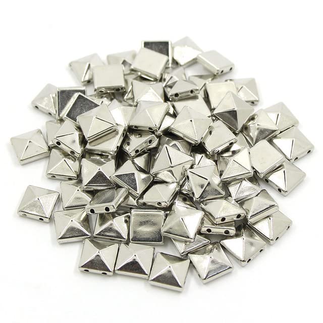 100 Uds. Puntas de plástico 6/8/10/12mm plata oro negro remaches cono pirámide puntas de costura Punk accesorios ropa con tachuelas-pirámide plana plata