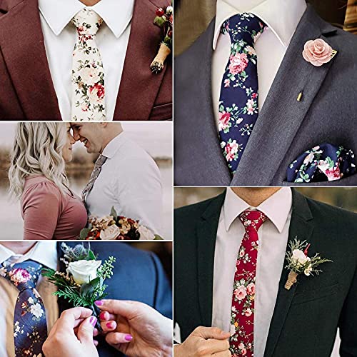 Sunovelties Floral Ties, Cotton Flower Print Skinny Ties For Men Set (5 Pack) #TOP1