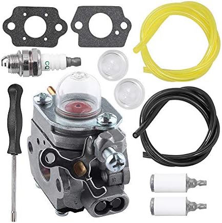 WT973 Carburetor for Bolens BL110 BL160 BL425 Cub Cadet BC210 BC280 CC212 CS202 SS270 String Trimmer Brushcutter Carb Kit with Fuel Filter Fuel Lines Spark Plug