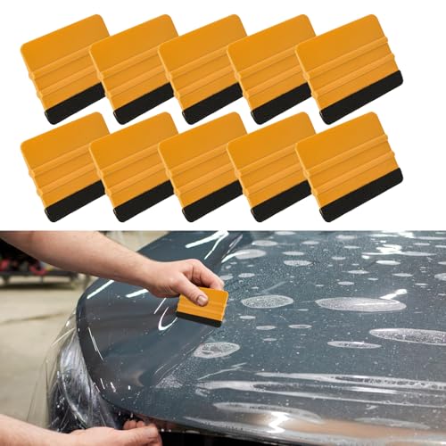 Middrivr 10PCS Vinyl Squeegee 4 Inch Car Vinyl Scraper Decal Applicator Window Tint Wallpaper Smoothing Tool with Black Fabric Felt Edge, Felt Squeegee Vinyls Scraper Tool for Crafting Vinyl