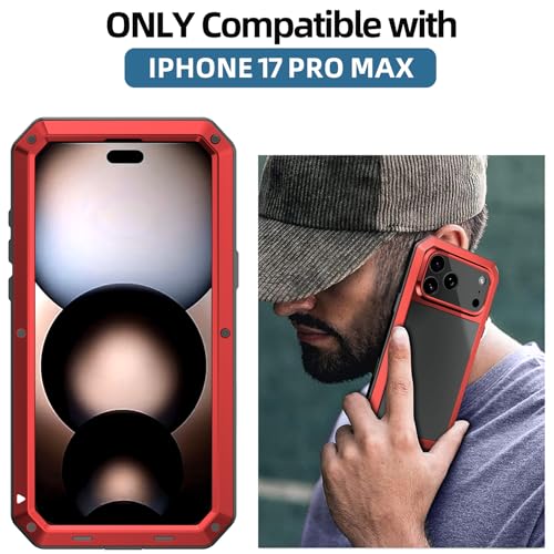 Coque en aluminium iPhone 17 Pro Max rouge robuste luxe - 6