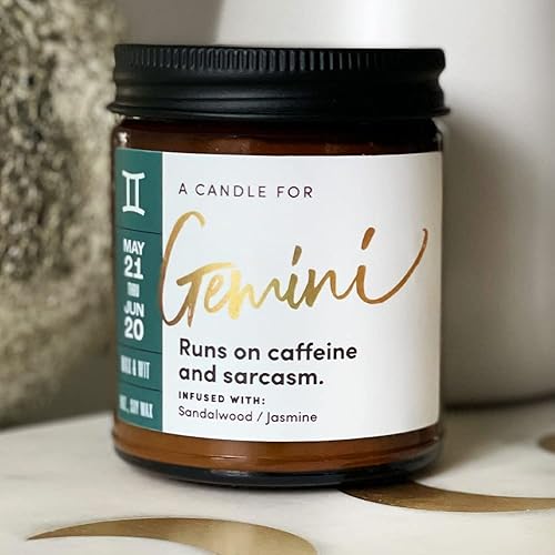 Vista 6 de WAX & WIT Gemini Gifts for Women, Zodiac Gifts for Women, Astrology Gift for Woman, Zodiac Candles, Gemini Candle, June May Birthday Gift for Woman