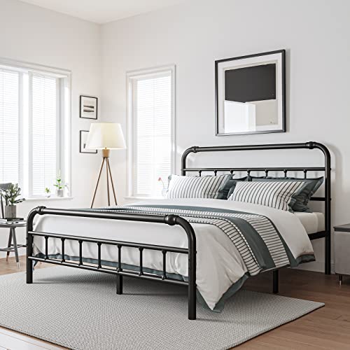 Bosrii Queen Size Bed Frame With Headbaord And Footboard, 18 Inches High, 3500 Pounds Heavy Duty Metal Slats Support For Mattress, No Box Spring Needed, Noise-Free, Black #TOP5