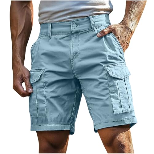 Cocila Men's Cargo Shorts Outdoor Combat Chino Pants Summer Casual Durable Lightweight Breathable Hiking Walking Smart Short Shorts with Multi-Pockets Sky Blue XXL