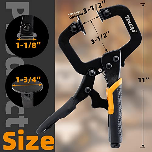 Tolesa 11 Inch Metal Face Clamps For Woodworking 2 Pcs Heavy Duty Pocket Hole Clamps Adjustable Locking C Clamps With Swivel Pads Wood Clamps For Woodworking Pocket Hole Joinery Cabinet Carpentry #TOP1