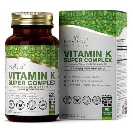 Ezyleaf Súper Complejo de Vitamina K | Complejo de Vitamina K con Vitamin K2 MK7, Vitamin K2 MK4 y Vit K1 | 90 Cápsulas de Vit K - 1500μg de Vitamin-K1 por Porción, Sin OGM ni Alérgenos
