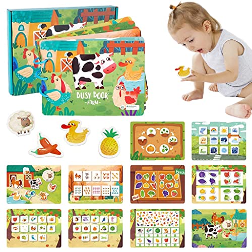 Image of PATPAT Montessori Busy Books for Kids, Autism Sensory Educational Toys, 10 Themes Farm Busy Book for Toddlers 1-3 Boys & Girls, Preschool Activity Learning Toys for Kids to Develop Learning Skill