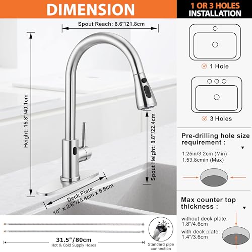Homikit Touchless Kitchen Faucets With Pull Down Sprayer & Soap Dispenser thumb #1