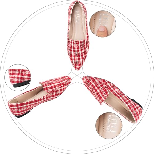 Image of MUSSHOE Pointed Toe Flats for Women, Comfortable Business Casual Work Shoes, Slip On Loafers with Arch Support, Office Walking Flats for All Day Standing