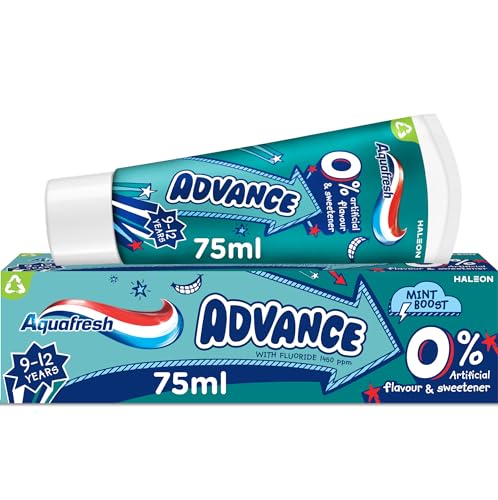 Aquafresh Advance 9-12 Kids Toothpaste for Grown-up Kids, Lasting Protection for New Permanent Teeth, 75ml