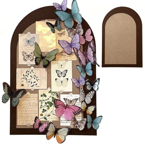 Tablón de anuncios de fieltro con tablero de corcho autoadhesivo de 40 x 60 cm (estilo mariposa)