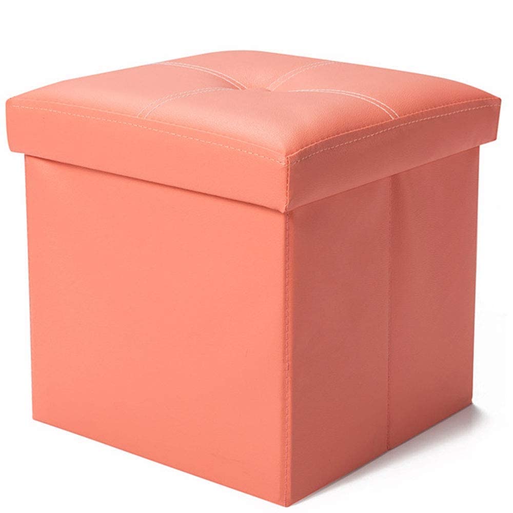Repose-pieds carré simili cuir pliable avec rangement | Petit pouf coffre salon