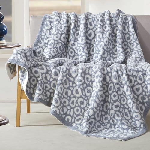 Image of Elegant Comfort Leopard Throw Blanket, Gray Super Soft Cozy Fluffy Warm Throw Blankets for Couch, Sofa, Chair, Bed, Camping, Picnic, Travel Lightweight Bed Blanket (50 inch x 70 inch)